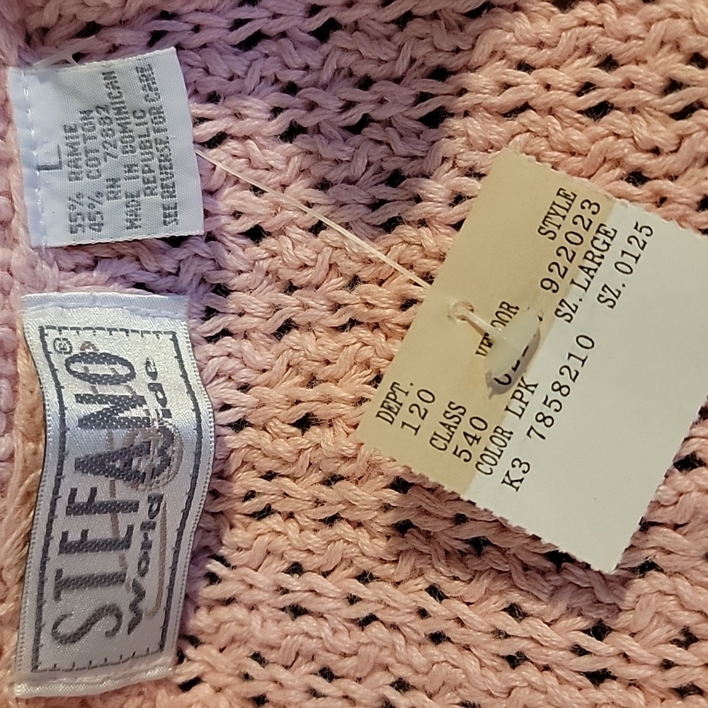Stefano Crochet Pink 5 Button Sweater Vest Tank Top Women's Large New with Tags - Picture 4 of 4